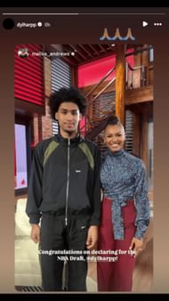 Dylan Harper expresses gratitude for Malika Andrews' kind words on Instagram. Credit: Harper/IG